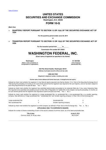 Thumbnail WaFd Bank 10-Q Quarterly Report FY2014 