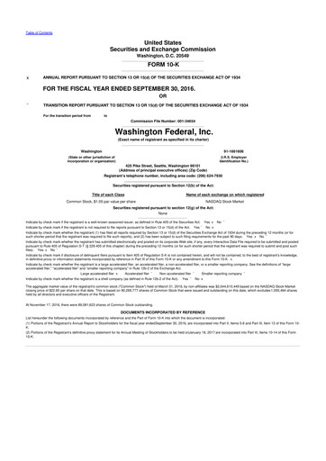 Thumbnail WaFd Bank 10-K Annual Report 2016