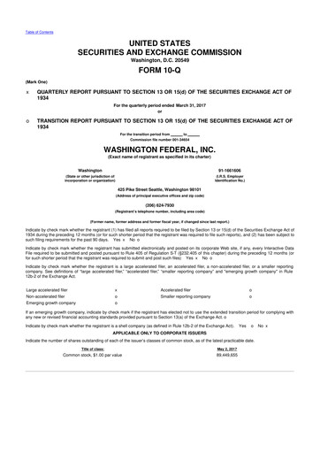 Thumbnail WaFd Bank 10-Q Quarterly Report FY2017 