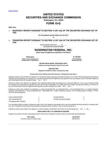 Thumbnail WaFd Bank 10-Q Quarterly Report FY2017 