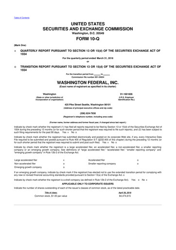 Thumbnail WaFd Bank 10-Q Quarterly Report FY2018 