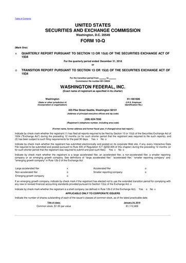 Thumbnail WaFd Bank 10-Q Quarterly Report FY2019 