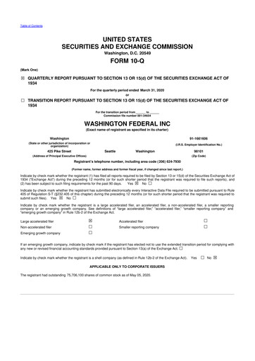 Thumbnail WaFd Bank 10-Q Quarterly Report FY2020 