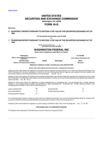 Thumbnail WaFd Bank 10-Q Quarterly Report FY2020 