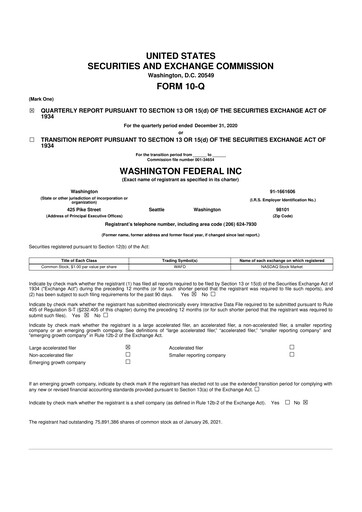 Thumbnail WaFd Bank 10-Q Quarterly Report FY2021 