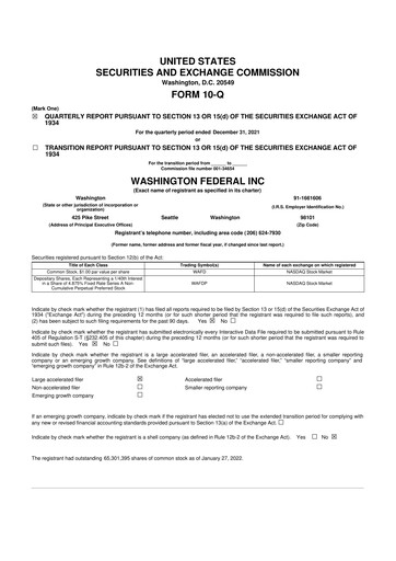 Thumbnail WaFd Bank 10-Q Quarterly Report FY2022 