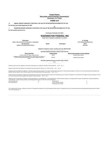 Thumbnail WaFd Bank 10-K Annual Report 2022