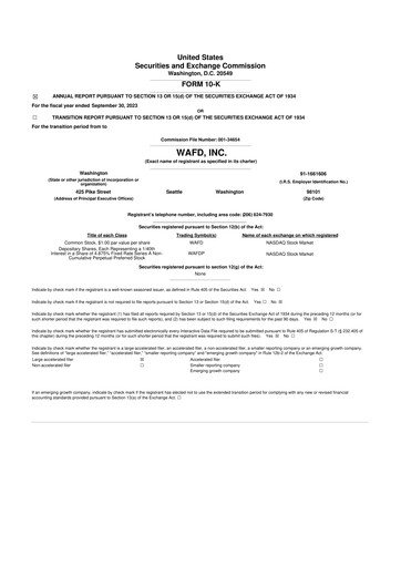 Thumbnail WaFd Bank 10-K Annual Report 2023