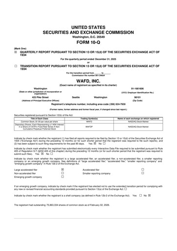 Thumbnail WaFd Bank 10-Q Quarterly Report FY2026 