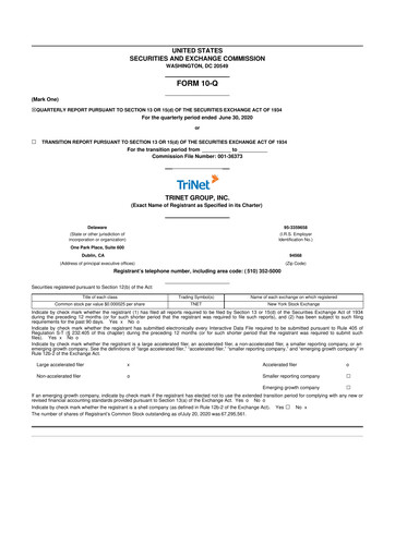 Miniature TriNet 10-Q Rapport trimestriel 44012 