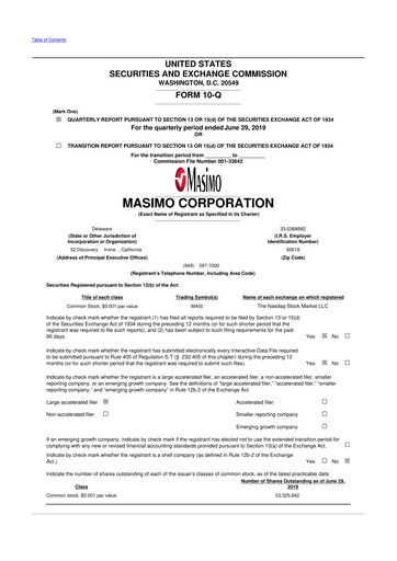 Thumbnail Masimo 10-Q Quarterly Report FY2019 