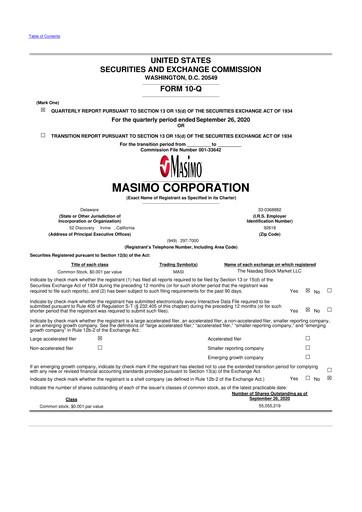 Thumbnail Masimo 10-Q Quarterly Report FY2020 