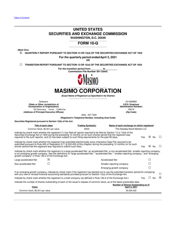 Thumbnail Masimo 10-Q Quarterly Report FY2021 