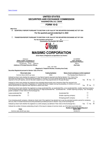 Thumbnail Masimo 10-Q Quarterly Report FY2022 