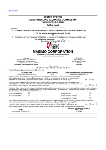 Thumbnail Masimo 10-Q Quarterly Report FY 