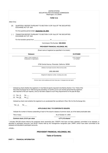 Thumbnail Provident Financial Holdings 10-Q Quarterly Report FY 