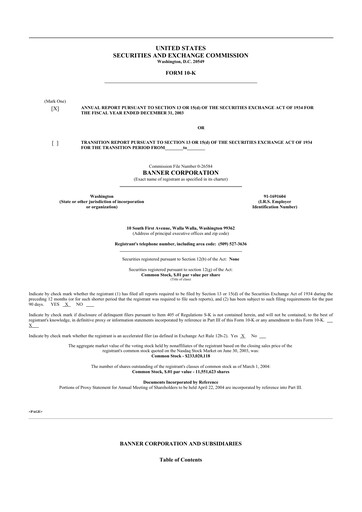 Miniature Banner Bank
 10-K Rapport annuel 