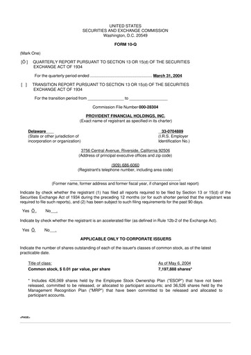 Thumbnail Provident Financial Holdings 10-Q Quarterly Report FY 