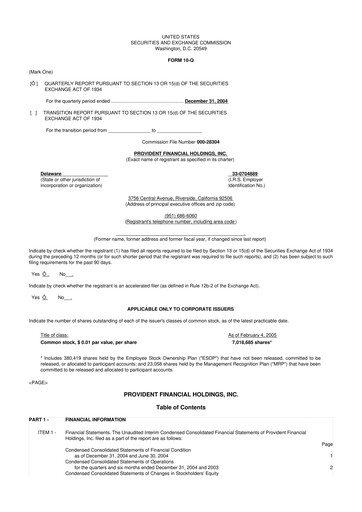 Thumbnail Provident Financial Holdings 10-Q Quarterly Report FY 