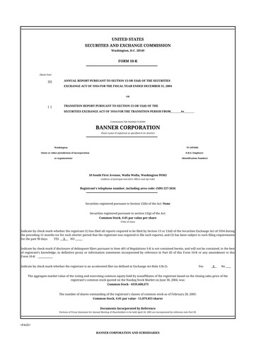 Miniature Banner Bank
 10-K Rapport annuel 