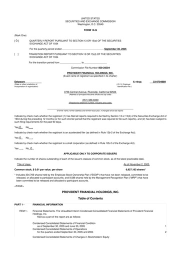 Thumbnail Provident Financial Holdings 10-Q Quarterly Report FY 