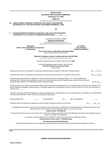 Thumbnail Banner Bank
 10-K Annual Report 