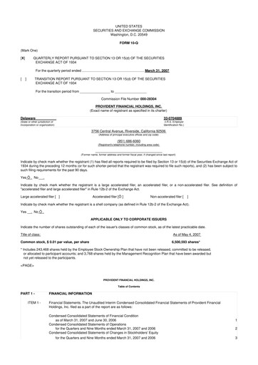 Thumbnail Provident Financial Holdings 10-Q Quarterly Report FY 