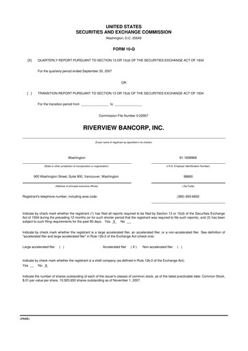 Thumbnail Riverview Bancorp 10-Q Quarterly Report FY 