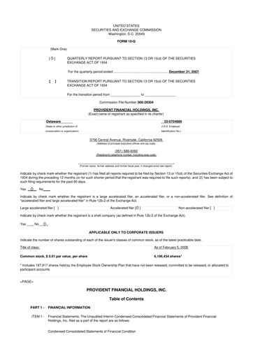 Thumbnail Provident Financial Holdings 10-Q Quarterly Report FY 