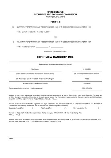 Thumbnail Riverview Bancorp 10-Q Quarterly Report FY 