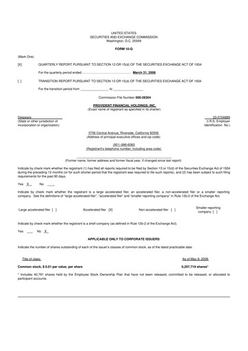 Thumbnail Provident Financial Holdings 10-Q Quarterly Report FY 