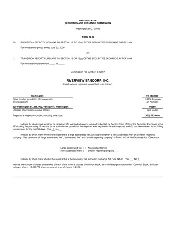 Thumbnail Riverview Bancorp 10-Q Quarterly Report FY 