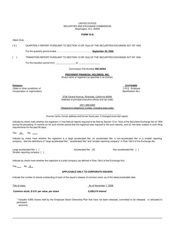 Thumbnail Provident Financial Holdings 10-Q Quarterly Report FY 