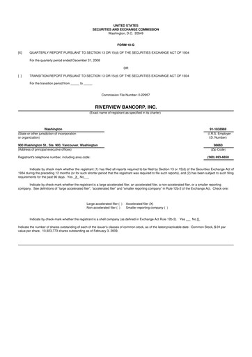 Thumbnail Riverview Bancorp 10-Q Quarterly Report FY 