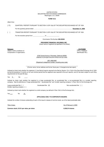Thumbnail Provident Financial Holdings 10-Q Quarterly Report FY 