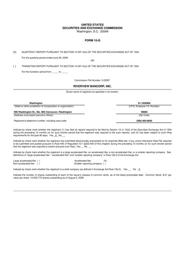 Thumbnail Riverview Bancorp 10-Q Quarterly Report FY 