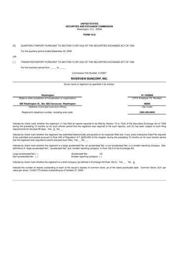 Thumbnail Riverview Bancorp 10-Q Quarterly Report FY 