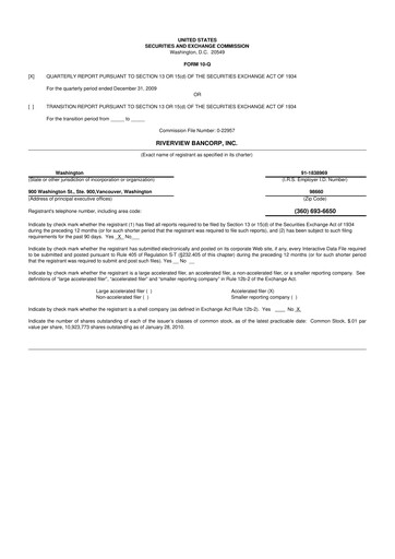 Thumbnail Riverview Bancorp 10-Q Quarterly Report FY 