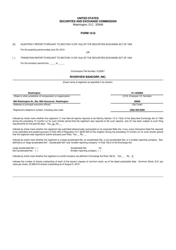 Thumbnail Riverview Bancorp 10-Q Quarterly Report FY 