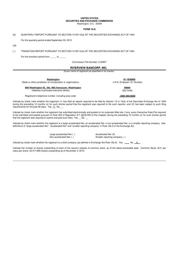 Thumbnail Riverview Bancorp 10-Q Quarterly Report FY 