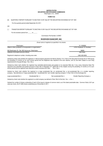 Thumbnail Riverview Bancorp 10-Q Quarterly Report FY2012 