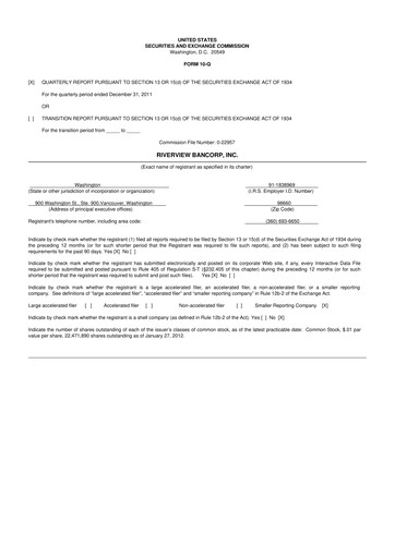 Thumbnail Riverview Bancorp 10-Q Quarterly Report FY2012 