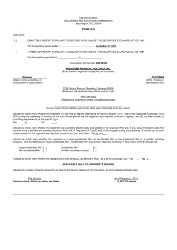 Thumbnail Provident Financial Holdings 10-Q Quarterly Report FY2012 