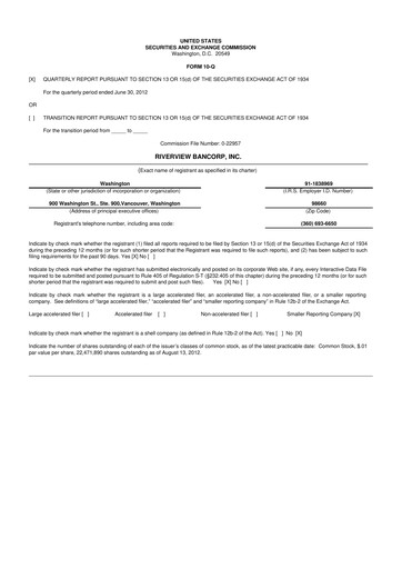 Thumbnail Riverview Bancorp 10-Q Quarterly Report FY 