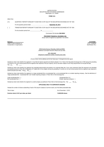Thumbnail Provident Financial Holdings 10-Q Quarterly Report FY2013 