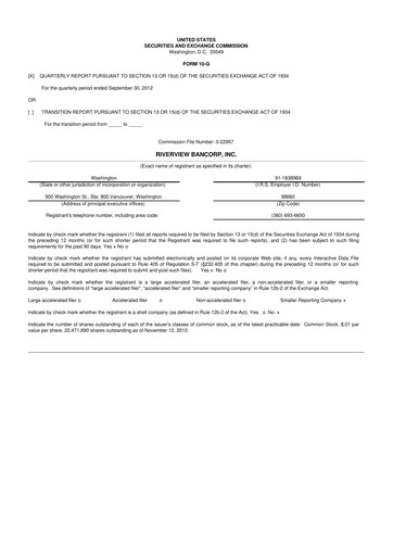 Thumbnail Riverview Bancorp 10-Q Quarterly Report FY2013 