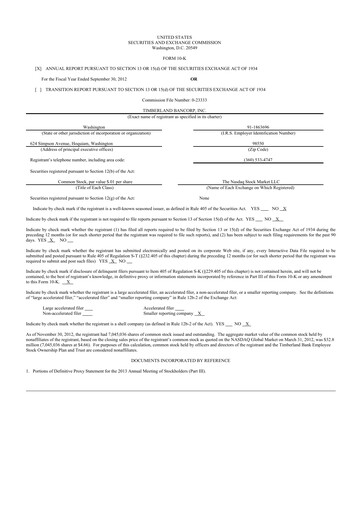 Thumbnail Timberland Bancorp 10-K Annual Report 2012