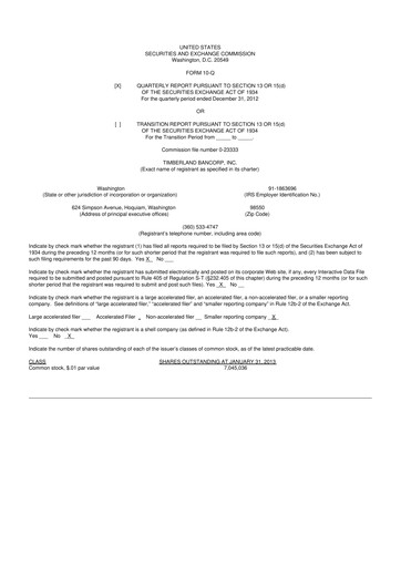 Miniature Timberland Bancorp 10-Q Rapport trimestriel 2013 