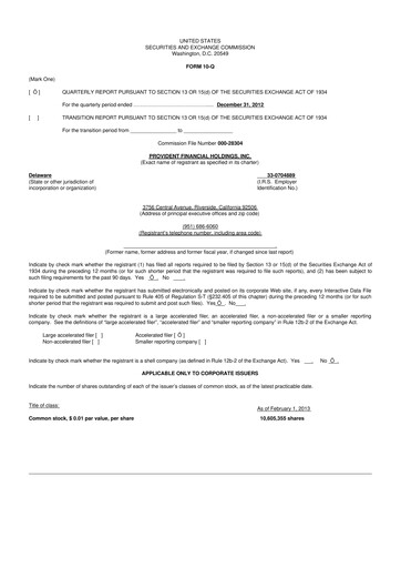 Thumbnail Provident Financial Holdings 10-Q Quarterly Report FY2013 