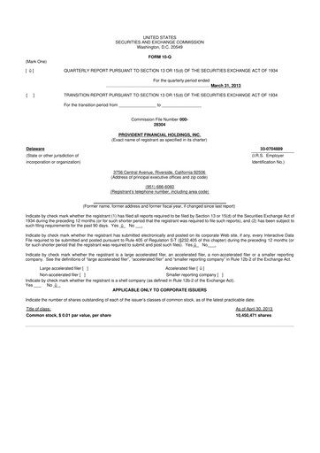 Thumbnail Provident Financial Holdings 10-Q Quarterly Report FY2013 